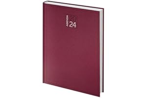 HONOH Agenda Giornaliera 2024 15x21 cm Formato A5 - Agenda 2024 da Lavoro, Agenda con Copertina Rigida per Appuntamenti, Planner 2024 Casa e Lavoro (Bordeaux)