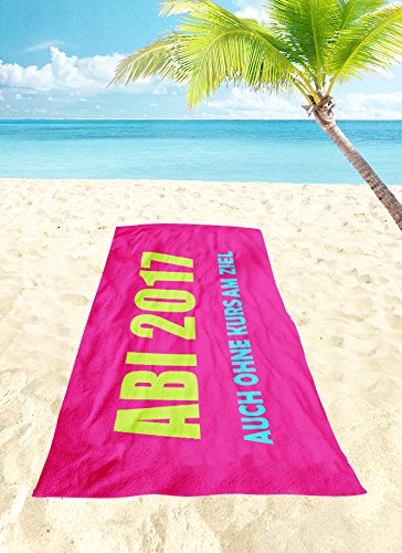 Abistrandtuch Abihandtuch 2017 „Auch ohne Kurs am Ziel – pink“ 90×170 cm - 3