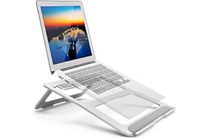 AYADA Support Ordinateur Portable Pliable,Foldable Laptop Stand, Support PC Portable Ventilé Incliné Pliant Ordinateur en Aluminium Réglable Ergonomique Léger pour Laptops Tablette Bureau(Argent)