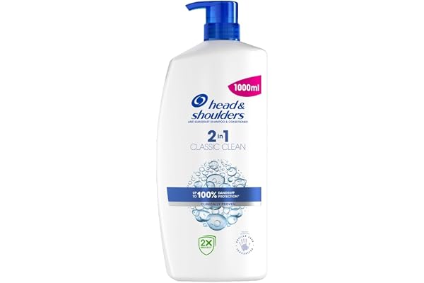 Head & Shoulders, Classic 2en1 Shampoing et après-shampoing Antipelliculaire, Nettoie et Hydrate les Cheveux et le Cuir Chevelu, 1000 ml