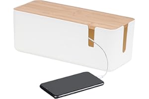 Moonyan Boîte Cache Câble, Grand Rangement Câbles Electriques avec Bois Couvercle, pour Couvrir Et Cacher Les Fils Télévision Ordinateur Routeur Hub USB Et Multiprise sous Le Bureau