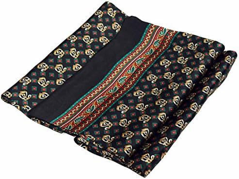 Black Brown Squares Printed Double Layer Long Pure Silk Scarf