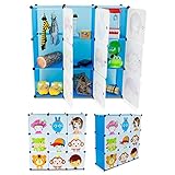 VENKON – Kinderzimmer Steckschrank DYI Steckregal System Regalschrank: 9-Module-Set, blau - 2