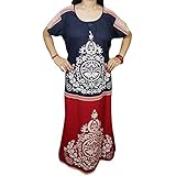 Indiatrendzs Women Maxi Night Gown Cotton Printed Summer Sleepwear Nighty (Red/Blue ) Bust 48