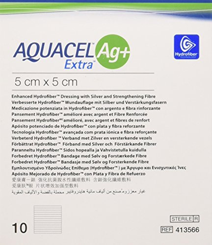 ConvaTec 3862703 Aquacel Ag+ Extra Dressing, 5 cm width, 5 cm Length (Pack of 10)