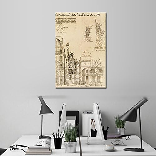 Paintsh Decorative Home Furnishing Soft Print Guest Restaurant Frame Painting Sofa Background Wall Painting Bedroom Mural Paintings Famous European And American Attractions Architectural Paintings, 60 * 90Cm, Statue Of Liberty B