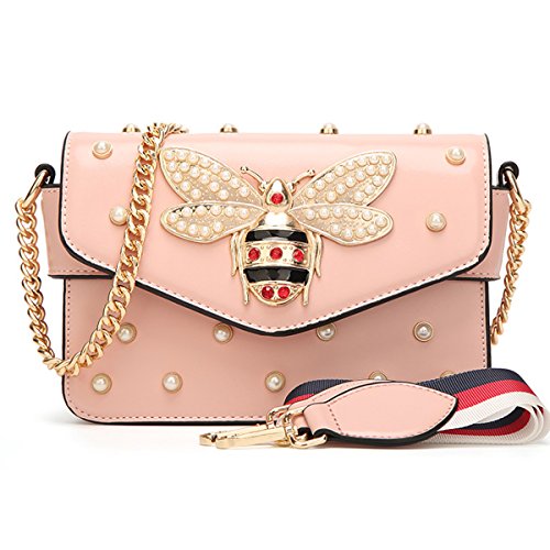 Preisvergleich Produktbild Damen Umhängetasche Mode Bienentasche Umhängetasche Mamabeutel Kettenbeutel Mädchen Tasche (21X8X15cm, Rosa)