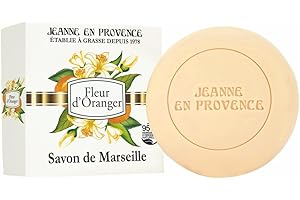 JEANNE EN PROVENCE - Savon Solide Corps & mains - Parfum Fleur d'Oranger - Nettoie, Adoucit & Parfume - 95% d'Ingrédients d'Origine Naturelle - Fabriqué en France à Grasse - 100 gr