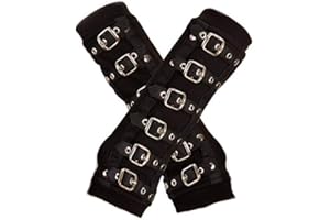 Pretty Attitude Goth Arm Warmers Buckle Armwarmer Gothic Gloves Emo Accessories, Black, One Size