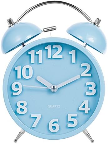 Shix Classic Alarm Clock with Twin Bell, Night Light Non-ticking for Kids Bedroom