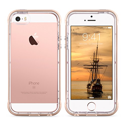 iPhone 5S / 5 Case, ULAK iPhone SE Case Shock Absorption Bumper Frame [Drop Protection] Soft Transparent Anti-Scratch Clear Back Case Cover for Apple iPhone 5 5S SE (Gold)