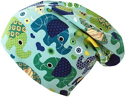 Chicken Long Beanie Hat Reversible Wool Beanie – Flower Meadow Petrol Green Girl's 20150302 -  Blue - Small