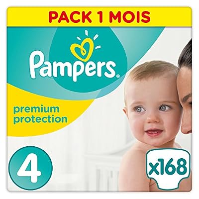 Pampers - Premium Protection - Couches Taille 4 (8-16 kg /Maxi) - Pack Economique 1 Mois de Consommation (x168 couches)