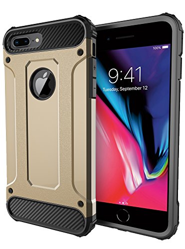 For iPhone 6 Plus / 6s Plus Case Rugged Tough Dual Layer Armor Protective Shockproof Heavy Duty Hard Shell Impact Protection Defender Survivor Bumper Cover For Apple iPhone Gold + Screen Protector