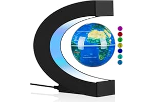 UVEHAS Globo levitante con luci LED, globo magnetico mutevole multicolore a levitazione rotante con mappa del mondo galleggiante lampada globo ufficio casa scrivania decorazione gadget per amico