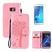 Produktbild Tasche Leder für Samsung Galaxy S6 Hülle Klappbar und Display Schutz Folie ,OYIME Rosa Katzen und Baum Muster Handyhülle zum Klappen Dünn Magnet Vollschutz Klapphülle Etui Original Flip Book Case Full Cover Bumper Zubehör Set