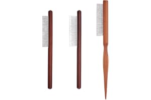 ‎OLYCRAFT OLYCRAFT 3 Stück 3 Stile Makramee Fransenkämme Mit Holzgriff Edelstahl Makramee Kämme Holz Haustierkämme Haustierpflegekämme Makramee Quastenbürste Für DIY Makramee Zum Entfernen von Verfilzungen