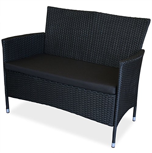 KMH®, 2-Sitzer Gartenbank aus schwarzem Polyrattan (#106068)