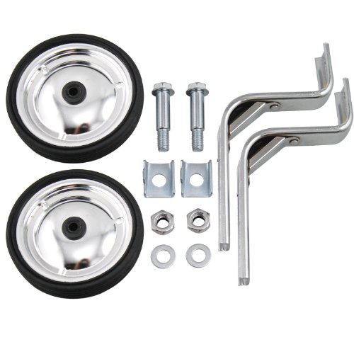 PROMETHEUS Stützräder für Kinderfahrrad | Universelle Stabilisatoren für die meisten 12″ bis 20″ Kinderfahrräder in Silber / Chrom | Sicherheitsstützräder jedoch nur zur Montage auf der Hinterradachse geeignet! | Stabile Stahlkonstruktion mit Gummi-Reifen | Edition 2017 - 4