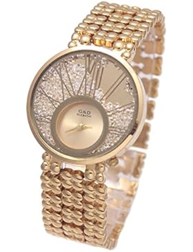 XLORDX Luxus Damen Uhr Gold Kristall Strass Edelstahl Analog Armbanduhr Quartzuhr