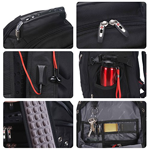 Winkee BB4348MBK Laptop Rucksack mit Fächern Geeignet für bis zu 15,6 Zoll Schwarz - 4