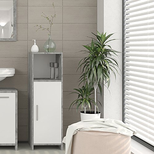 Badschrank KIKO Grau Beton 95 x 30 cm – Midischrank Badezimmerschrank Schrank Regal Badregal - 6