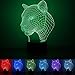 Produktbild Leopard 3D LED Illusions Lampe, Nachtlicht, Zimmer Zimmerbeleuchtung Dekoration Schreibtisch Lampe, Mit 7 Farben Blinken, Knopf Schalter Und USB-Powered