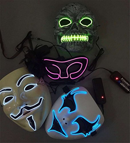 ERGEOB Herren EL Licht Maske V for Vendetta blaues Licht - 3