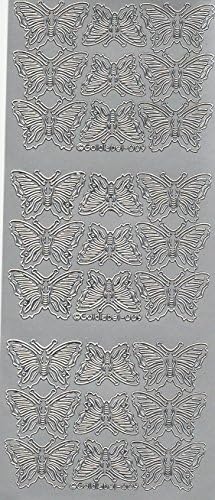 1 x Butterflies Silver Peel off Stickers Cardmaking, 009 Crafting, Cardmaking, Halloween, Birthday, Christmas