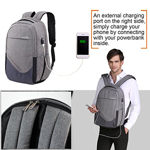 WinBridge Anti-Diebstahl-Laptop-Rucksack Reisetasche mit USB-Ladeanschluss Wasserdicht Business Daypack 【BP002】 - 4