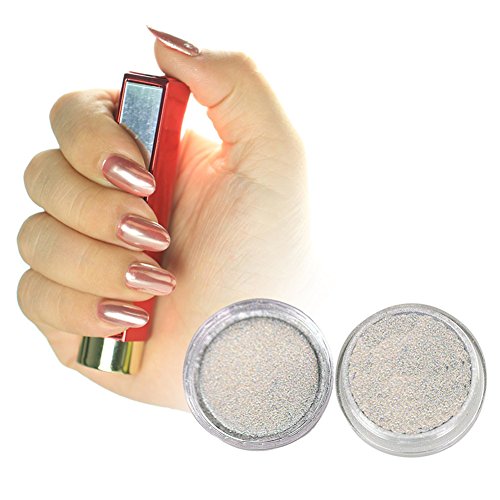 Ushion Sliver Chrome Powder,Top Grade Rose Gold Mirror Nail Powder Glitter Pigment Dust For Nail Art 1g/Box