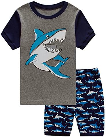 SECRET CHERISH Kids Boys Girls Pyjamas Set Cartoon Home Wear Long Sleeve PJS Cotton Sleepwear 1-7 Years (2-3 Years, Grey)