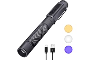 PEAKRO Linterna de bolígrafo médica, recargable, USB, luz de 3 colores, linterna LED portátil con clip de bolsillo para enfermeras, estudiantes, médicos