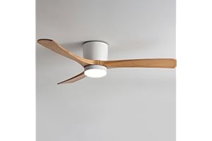 Pilanp Quiet Ceiling Fan with Light Nordic Indoor Ceiling Fan Light Remote 6 Gear Wind Speed Ceiling Fans 12W LED Ceiling Lights Fan Lighting Wooden Blades for Living Room Dining Room Bedroom