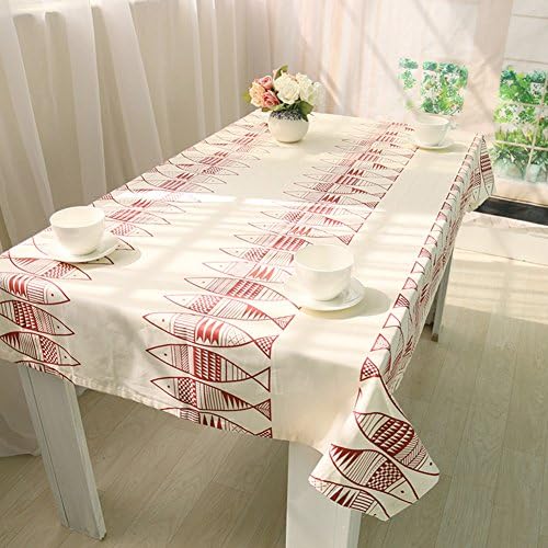 Retro fish pattern table cloth restaurant dining tablecloth cotton living room decoration party tablecloth Wedding decoration cloth 140 X 220 cm 55x87 inch