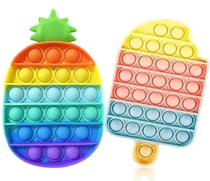 Bluebell Popping Toys for Kids,Push Pop Bubble Fidget,Unbreakable,Washable,Anti Stress Relief Sensory Autism Toys for Girls 1+ Year (Candy+ Pineapple)