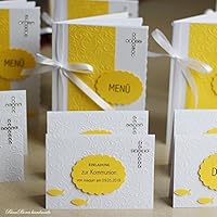 Set 10 Einladungskarten 10 Danksagungen 6 Menü Kommunion Konfirmation Firmung Handarbeit binnbonn
