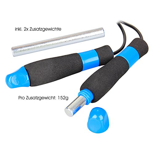 BAYTTER® Springseil Jump Rope für Fitness Bodybuildung Sport Freizeit, Zusatzgewichte (wählbar), Seil einstellbar / nicht verstellbar 2,8 Meter, Holzgriffe / PP Griffe (wählbar) mit Kugellager - 3