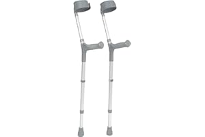 The Helping Hand Company Double Adjustable Crutches – Comfortable Ergonomic Handle – Lightweight Aluminum – Fully Height & Arm Adjustable – Medical Mobility Aid – Pair for Adults (Regular)