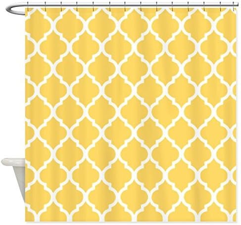 YEHO Art Painting Mustard Yellow Quatrefoil Pattern Fabric Shower Curtain Super Soft -Bath Curtain Great For Friends-Birthday Gift- 66 x 72 Inch