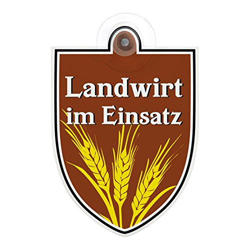 Schild, Autoschild Landwirt im Dienst Einsatz mit Saugnapf, 2mm wetterfestes PVC Material 100 x 120 mm groß