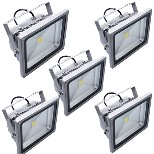 Auralum® 5 Stücker 50W kaltweiß LED Fluter Außen Strahler Gartenstrahler in IP65 Wasserdicht CE & TÜV zertifiziert
