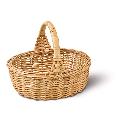 Henkelkorb oval, natur, Höhe: 9/19 cm, Größe: 22 x 16 cm - Blumenkinderkorb Streukorb Streukörbchen Korb Weidenkorb geflochten