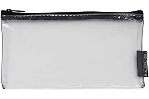 FASHIONSTATIONERY.COM Fashion Stationery Clear Pencil Case for Exams Small See Through Plastic Transparent Slim with Black Zip for Secondary School GCSE Exam Pencil Cases Teenagers Boys and Girls