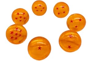EMUKOEP 7 Pieces Dragon Balls Crystal Glass Balls, Multifunctional Safety Anime Translucent Balls (Orange)