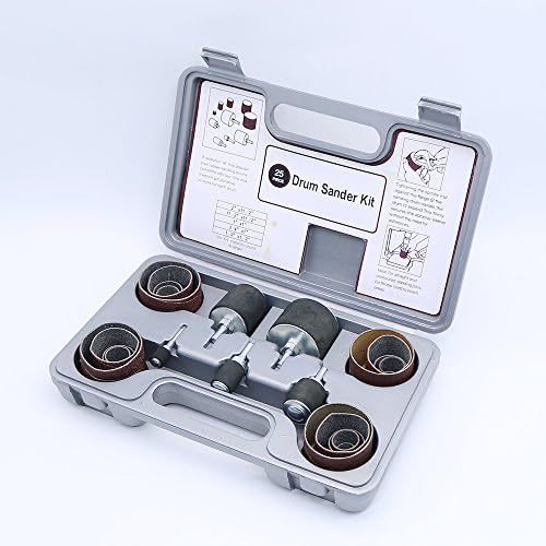 25Pcs Sanding Drum Kit for Drill Press 1/2, 3/4, 1", 1.5", 2" with 80/120 Grit