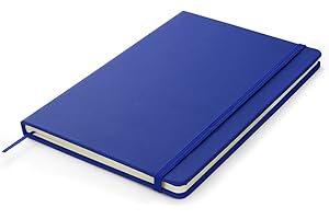 Juliyeh Carnet A5 ligné avec couverture rigide en cuir synthétique - Bloc-notes ligné bleu