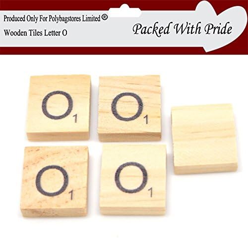 PACK OF 20 LETTER O - WOODEN SCRABBLE TILES WITH BLACK LETTERS - THESE TILES ARE PRODUCED AND PACKAGED ESPECIALLY FOR POLYBAGSTORES LIMITED® (Letter O)