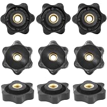 6 Manopole A Stella M8 X 48 Mm In Plastica E Rame - Pulsanti Di Serraggio Per Macchinari, Mobili, Attrezzi Industriali (Nero)