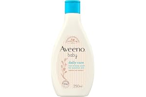 Aveeno Baby Daily Care Hair and Body Wash (1 x 250 ml), Tear-Free Baby Wash with Gentle Fragrance with Collodial Oatmeal, Gently Cleanses and Leaves Skin Feeling Moisturised, For Sensitive Skin